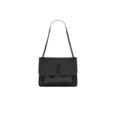 YSL NIKI MEDIUM IN CROCODILE-EMBOSSED LEATHER 6331501K00U1000 (28*20*8.5cm)